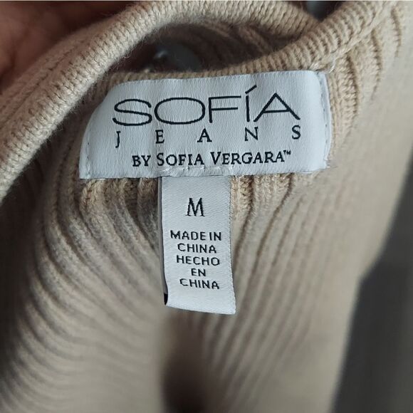 Sofia Vergara Tan Knit Sweater Midi Dress Medium - Picture 5 of 8